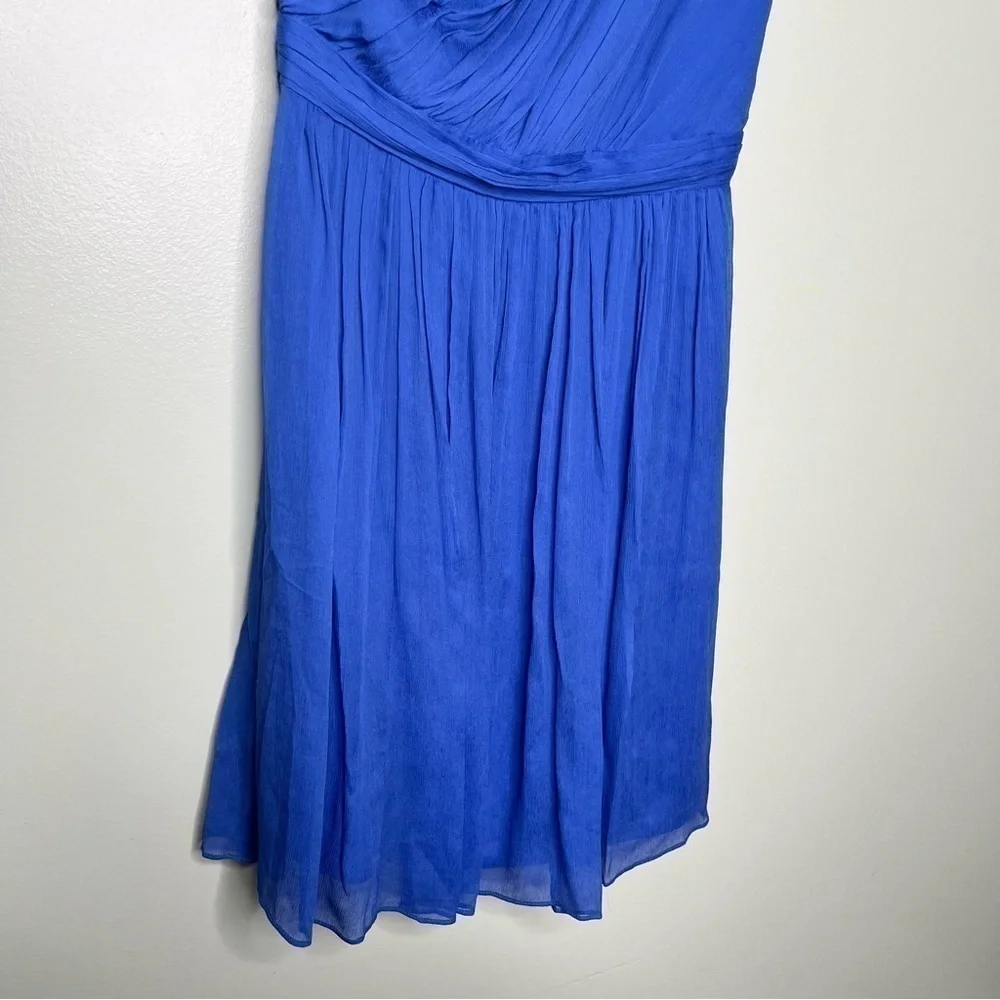J. Crew 100% Silk Chiffon Kylie One Shoulder Mini‎ Dress Blue Women’s Size 2